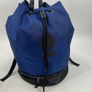 Versace perfume navy and black drawstring bucket backpack